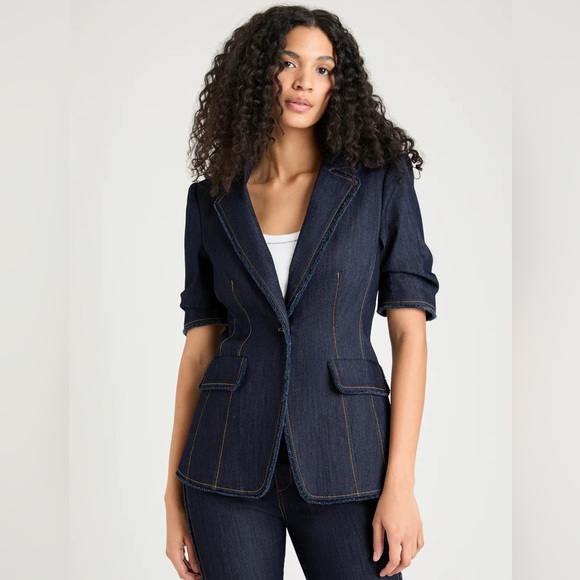 Cinq a Sept Short Sleeve Sallie Jacket- in Indigo - Picture 1 of 6